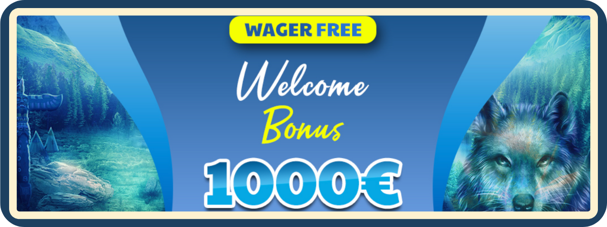 Wager-free og non-sticky velkomstpakke opptil 1000 euro bonus