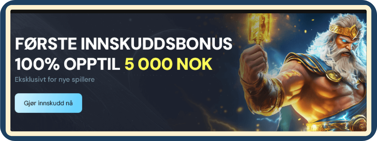 Mond Casino første innskuddsbonus på 100 % opptil 5 000 NOK for nye spillere