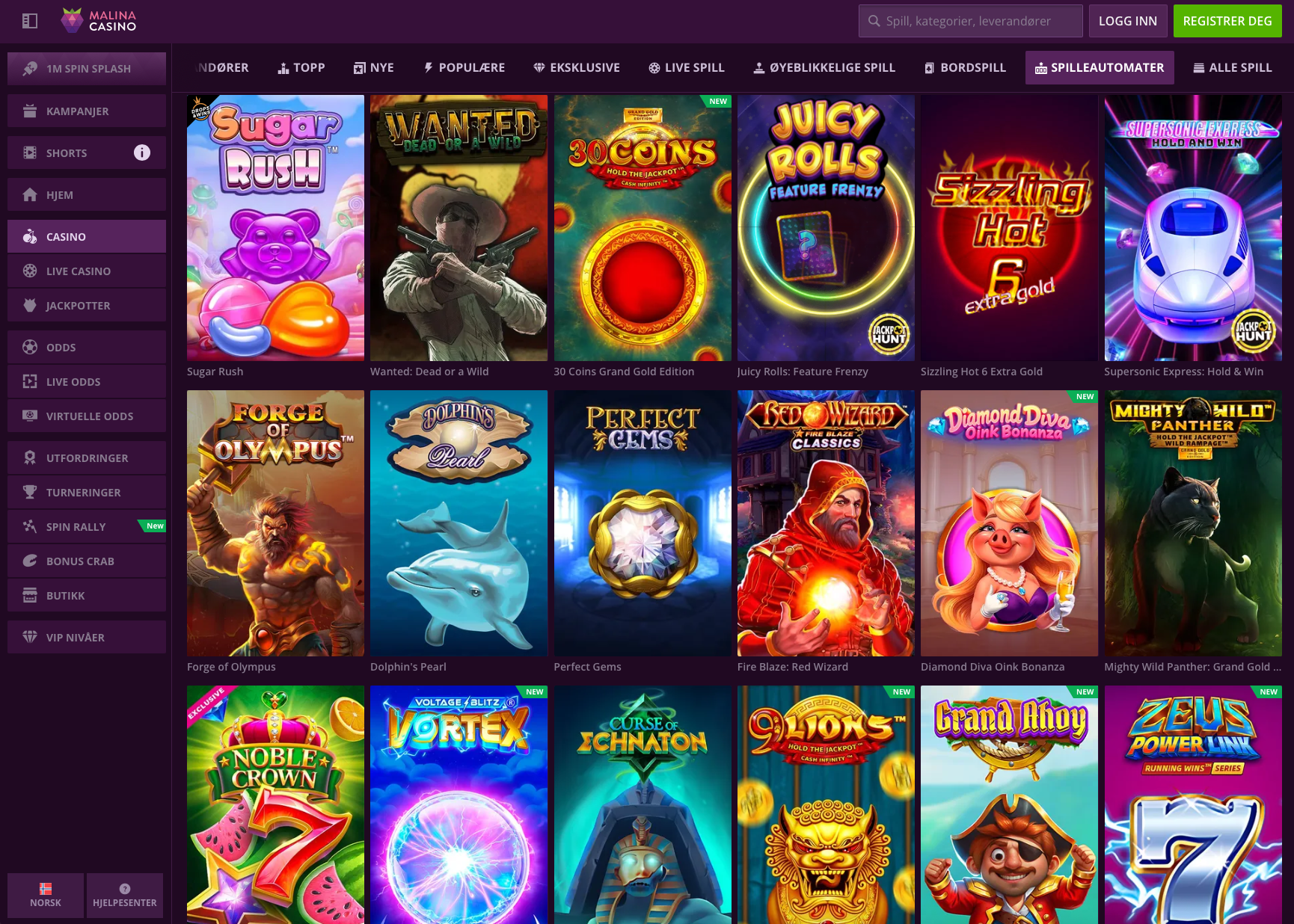 Spilleautomater hos Malina Casino – spillguiden for norske spillere