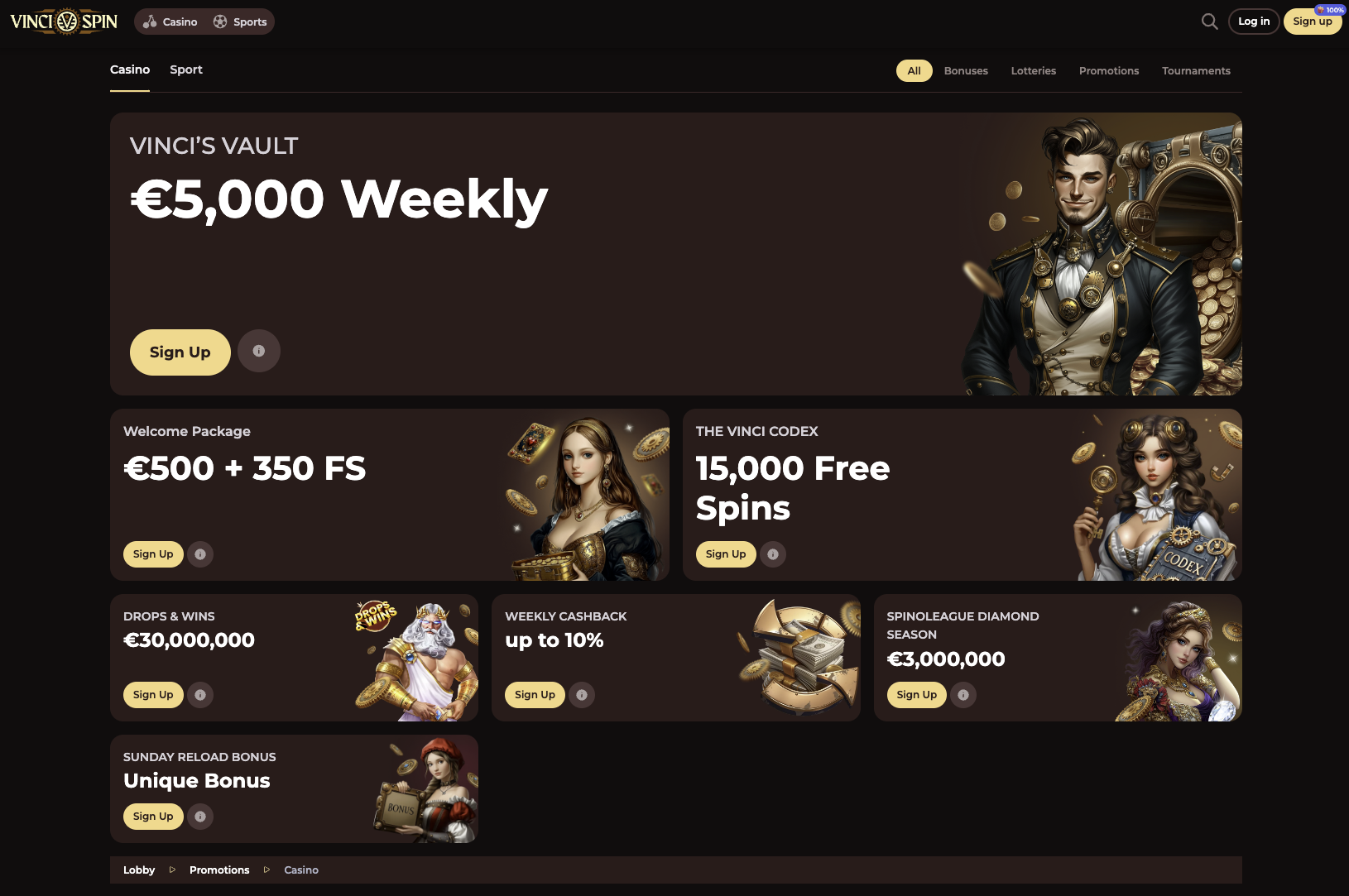 VinciSpin Casino bonuser – Få eksklusive velkomstbonuser, gratisspinn og cashback-tilbud. Dra nytte av de beste kampanjene for en enda bedre spillopplevelse!