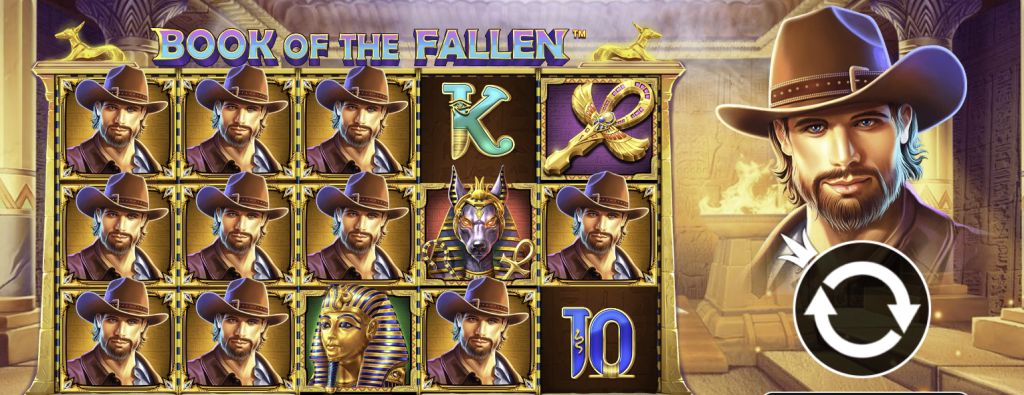 Spill din bonus uten innskudd på spillet Book of the Fallen på VinciSpin casino (www.spillnettsteder.com)