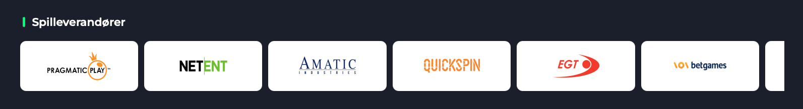 Spilleverandører hos Nationalbet Casino inkluderer NetEnt, Pragmatic Play, Play’n GO og flere