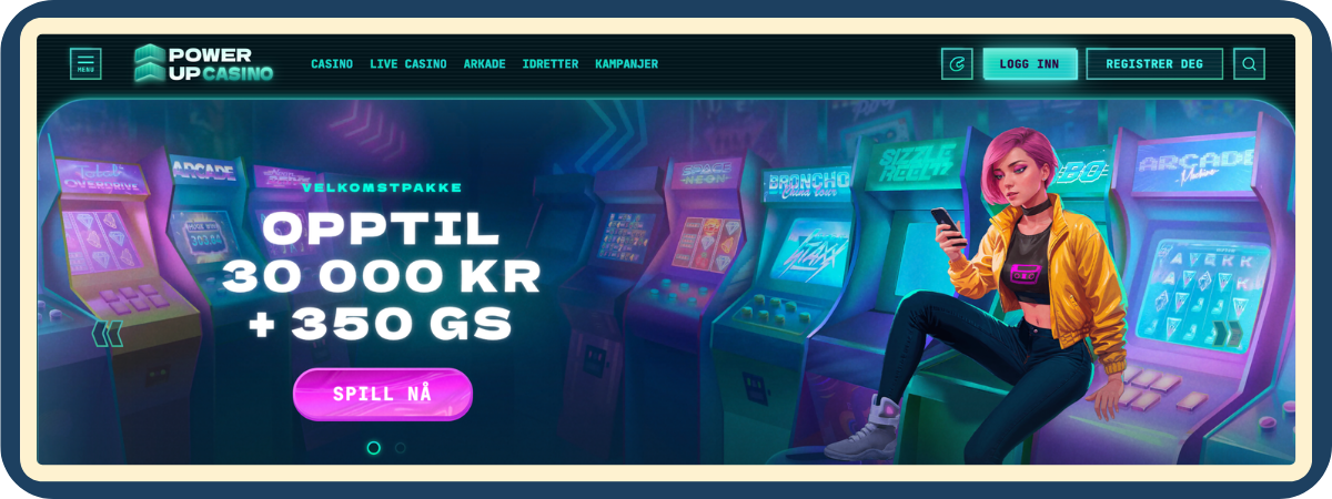 Velkomstbonus hos PowerUp Casino opp til 30 000 NOK