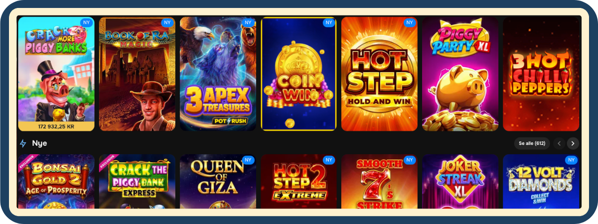Spilleautomater hos MrPunter Casino – slots-lobbyen Slots-lobbyen hos MrPunter Casino med spilleautomater