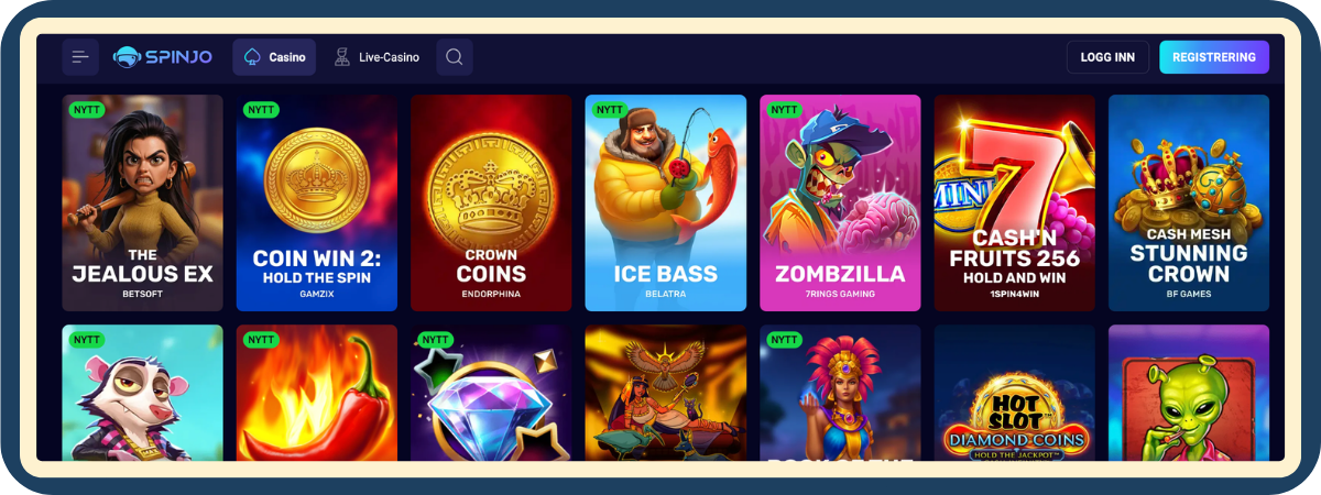 Spilleautomater hos Spinjo Casino Spilleautomater i lobbyen hos Spinjo Casino