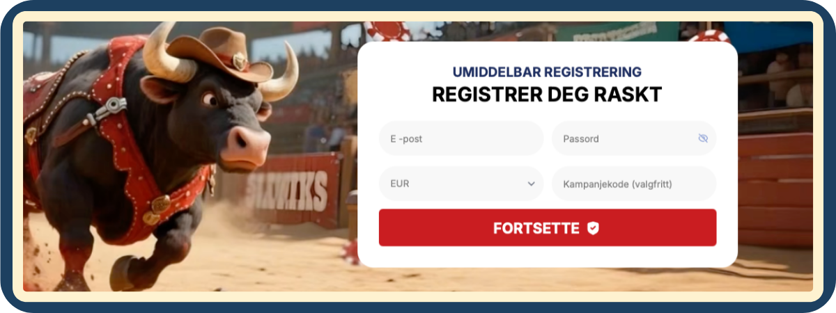 Registreringsskjema hos SpinTexas Casino med få felter