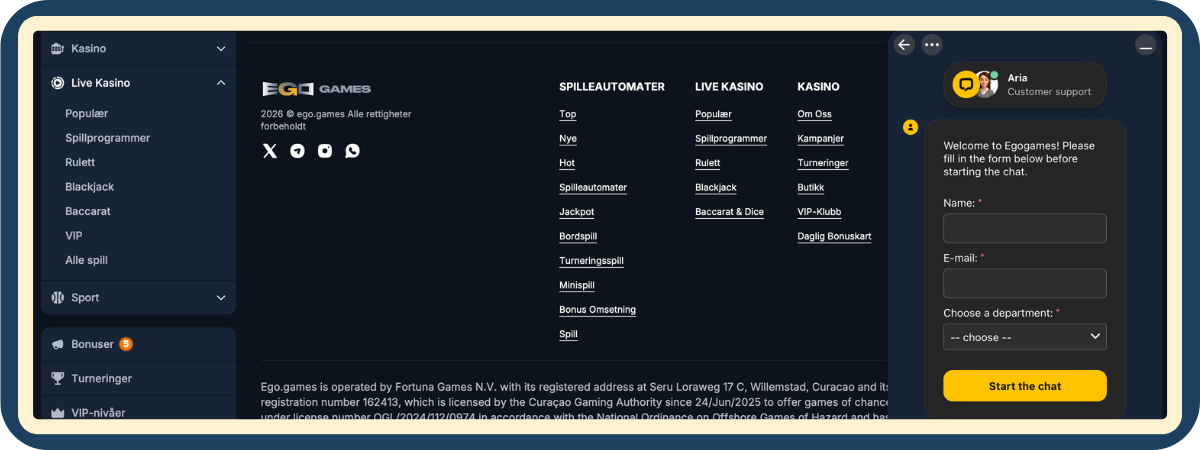 Kundeservice hos Ego Games Casino – kontakt og støtte Kundeservice-representant hjelper spiller hos Ego Games Casino