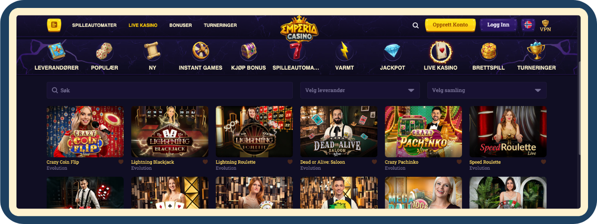 Live casino hos Emperia Casino – ekte dealere og bordspill Live casino hos Emperia Casino med ekte dealere og bordspill