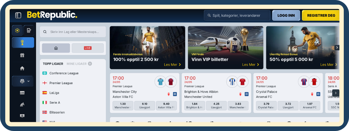 Sportsbook og hesteveddeløp hos BetRepublic Casino